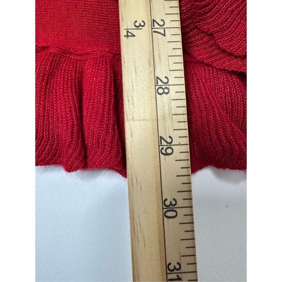 Jean Delfin Women’s Bohemian Red Rushed Trim Open Front Cardigan Sz EU T5/ XL US - Picture 12 of 16
